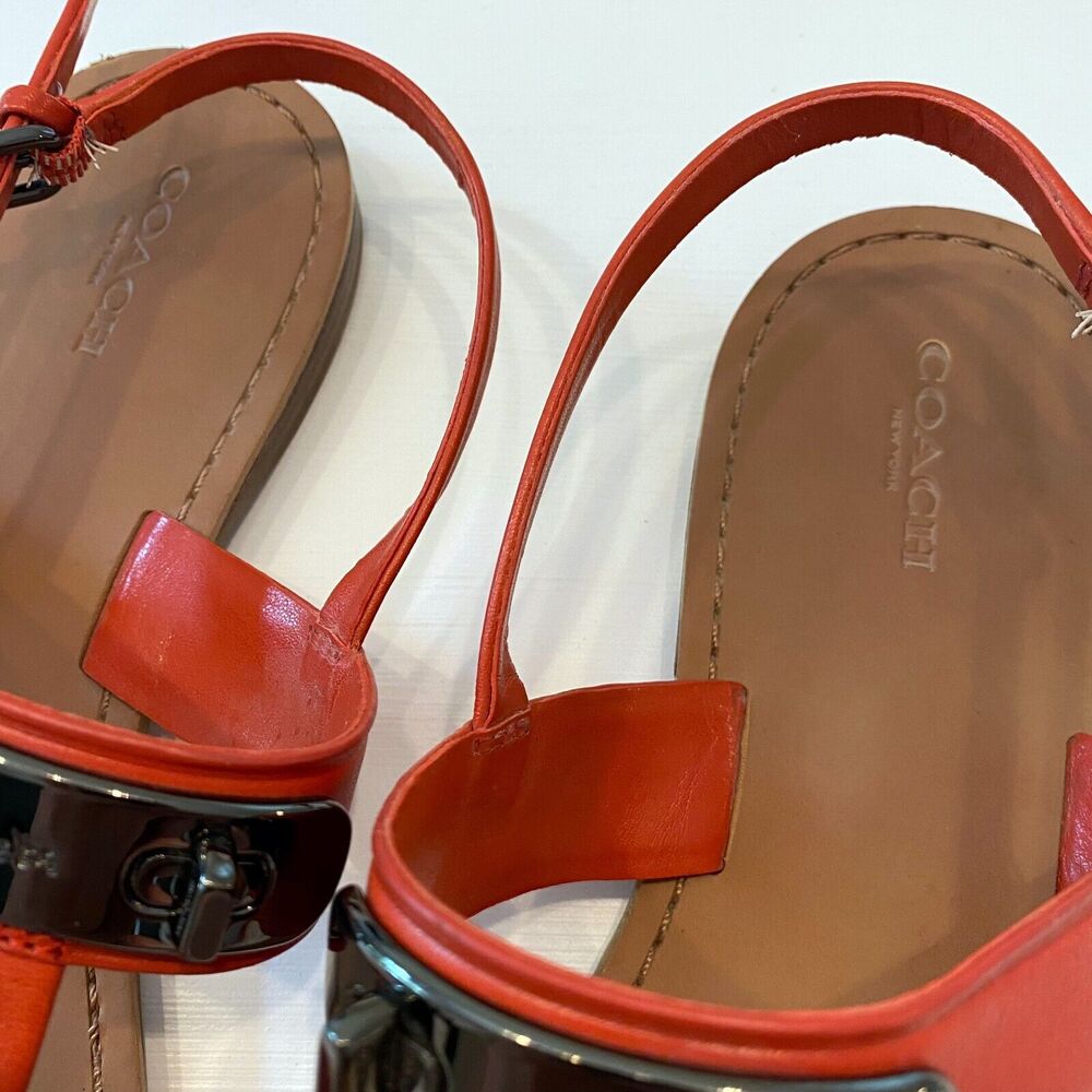 Coach‎ Burnt Orange Gracie Sandal Swagger Thong Sandals US Size 10 B EU Size 40 - Picture 7 of 10
